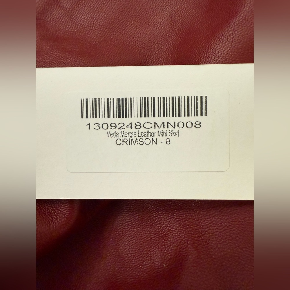 NWT Reformation X Veda Carla Low Waist Leather Skirt in Crimson Size 8 - Picture 11 of 14
